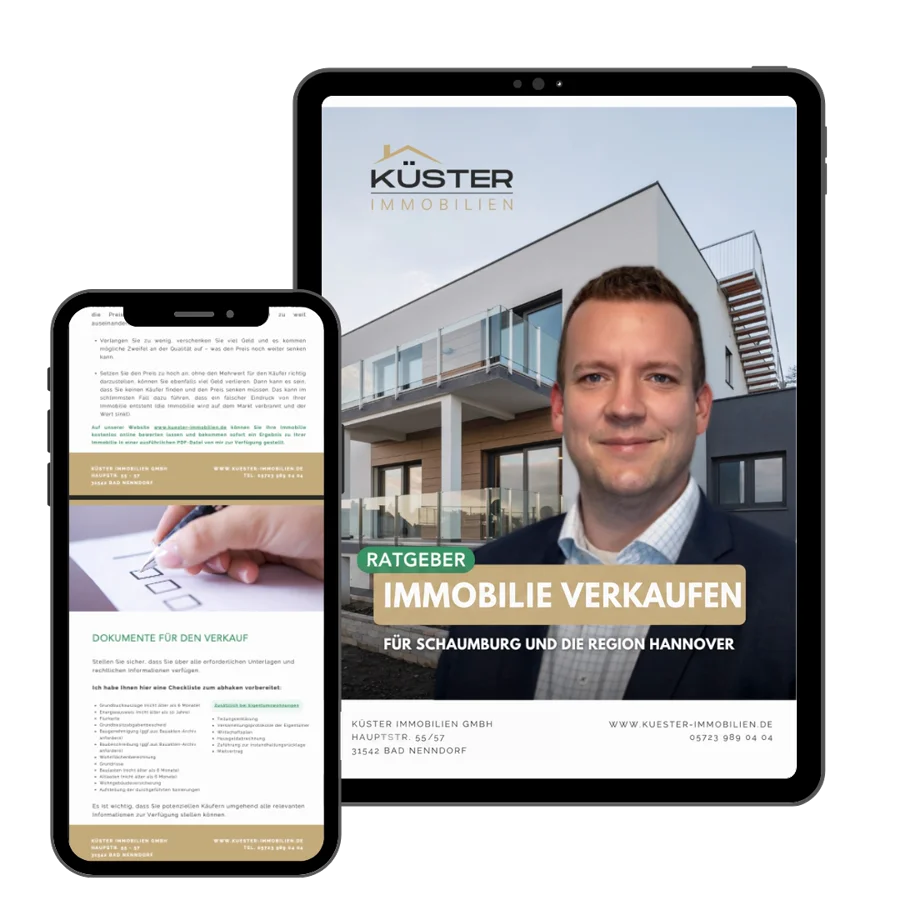 Kostenloser Ratgeber Immobilie verkaufen von K&uuml;ster Immobilien auf Tablet und Smartphone